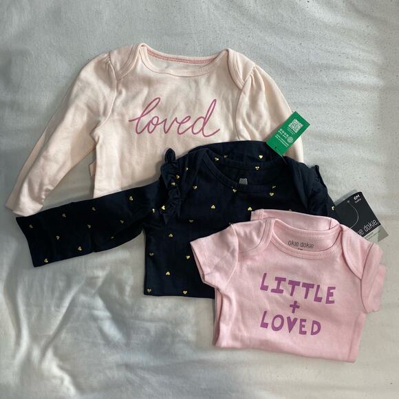 Baby Okie Dokie Other - 6-12 mo girls bodysuit outfits 3 pack neutral colors pink beige and black